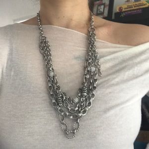 Adjustable Silver Plated Chain Statement Necklace